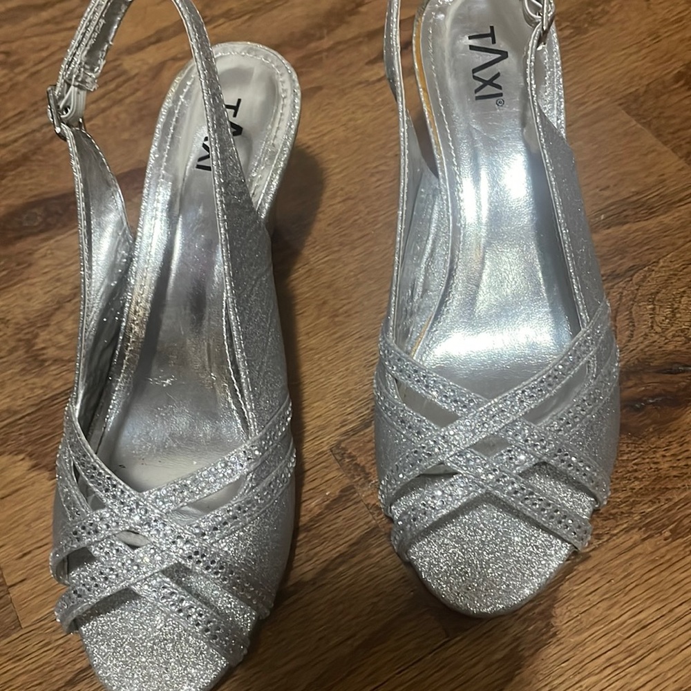Silver Sparkle Wedge Shoes